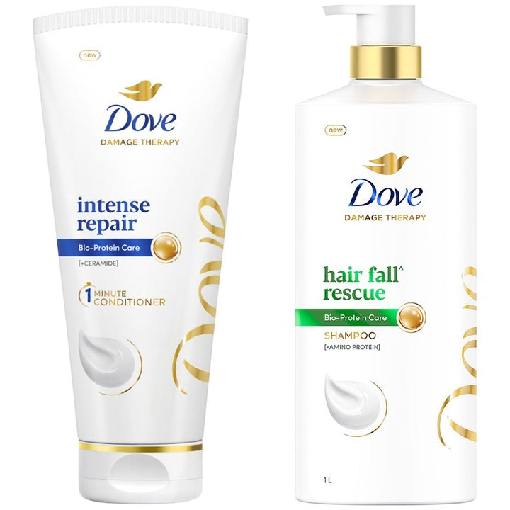 Dove Hair Fall Rescue Shampoo 1L & Intense Repair Hair Conditioner 175ml