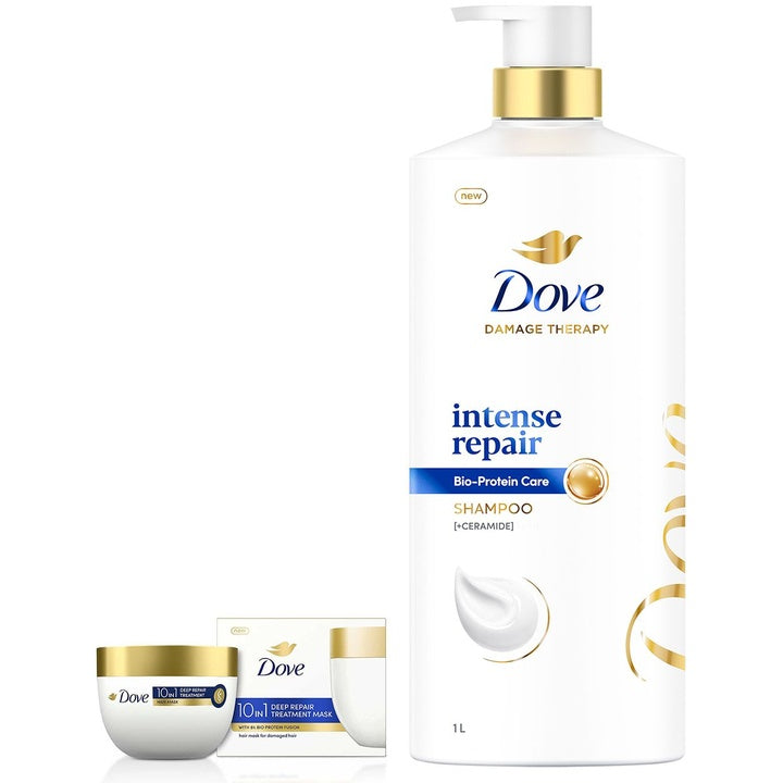 Dove Hair Therapy Intense Repair Shampoo 1L & 10In1 Deep Repair Treatment Hair Mask 120ml