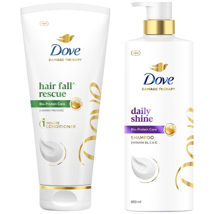 Dove Set of Hair Fall Rescue Hair Conditioner - 175 ml & Daily Shine Shampoo - 650 ml