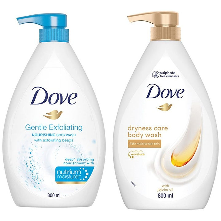 Dove Set of 2 Dryness Care & Gentle Exfoliating Body Wash - 800ml each