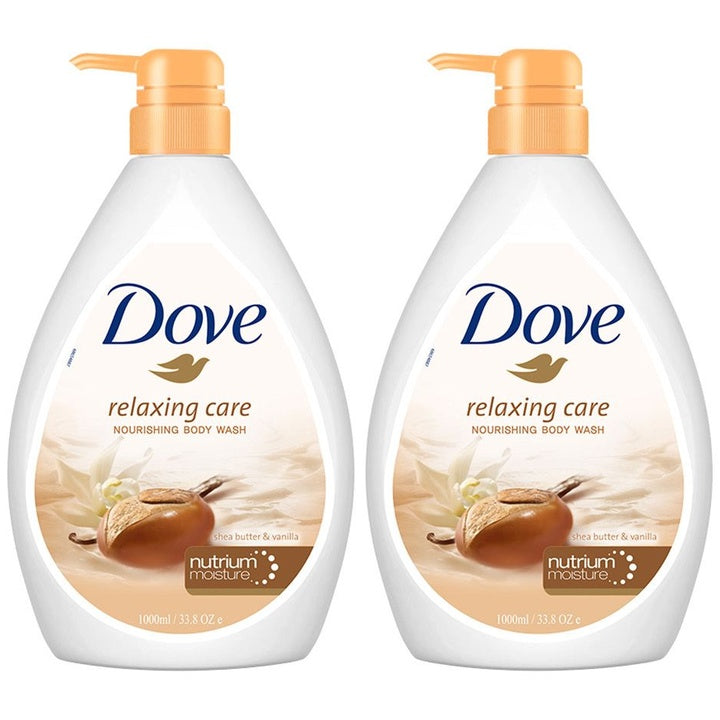 Dove Set of 2 Relaxing Care Nourishing Body Wash with Shea Butter & Vanilla - 1L Each