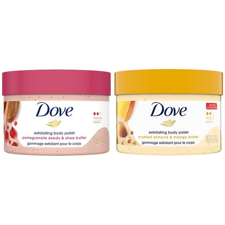 Dove Set Of Crushed Almond & Pomegranate Seeds Body Polish Scrub - 298g Each