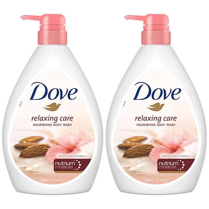 Dove Set of 2 Relaxing Care Nourishing Body Wash with Almond Cream & Hibiscus - 1L Each