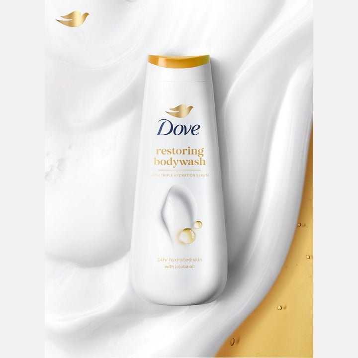 Dove Dryness Care Restoring Bodywash with Jojoba Oil & Triple Hydration Serum - 300 ml