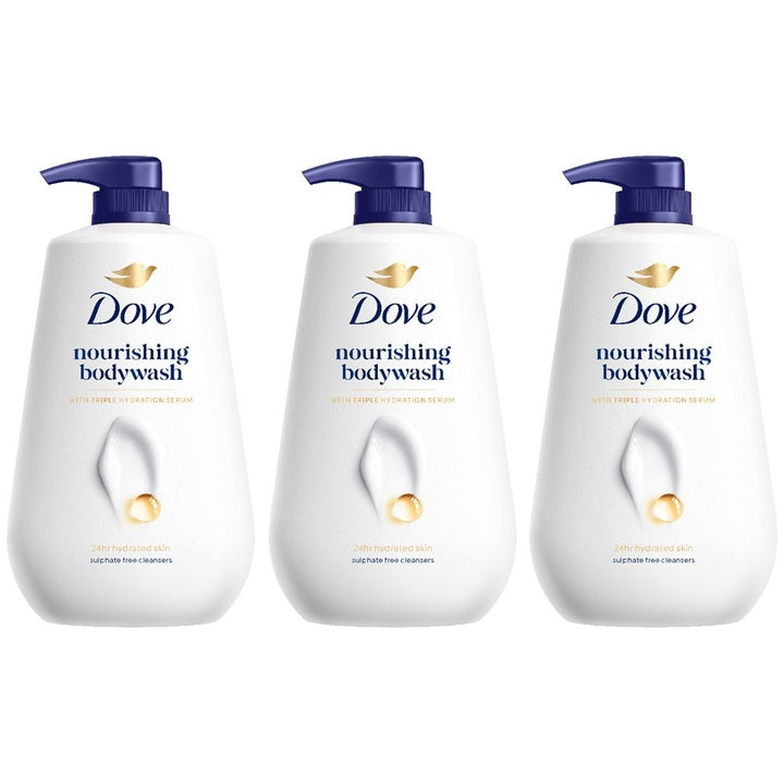 Dove Set of 3 Nourishing Body Wash with Triple Hydration Serum - 825ml each