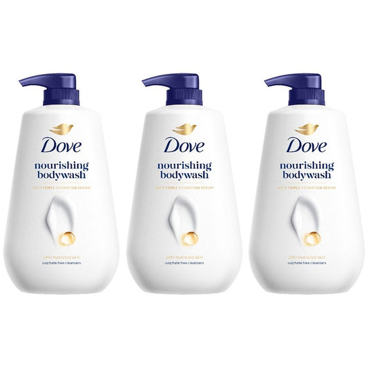 Dove Set of 3 Nourishing Body Wash with Triple Hydration Serum - 825ml each