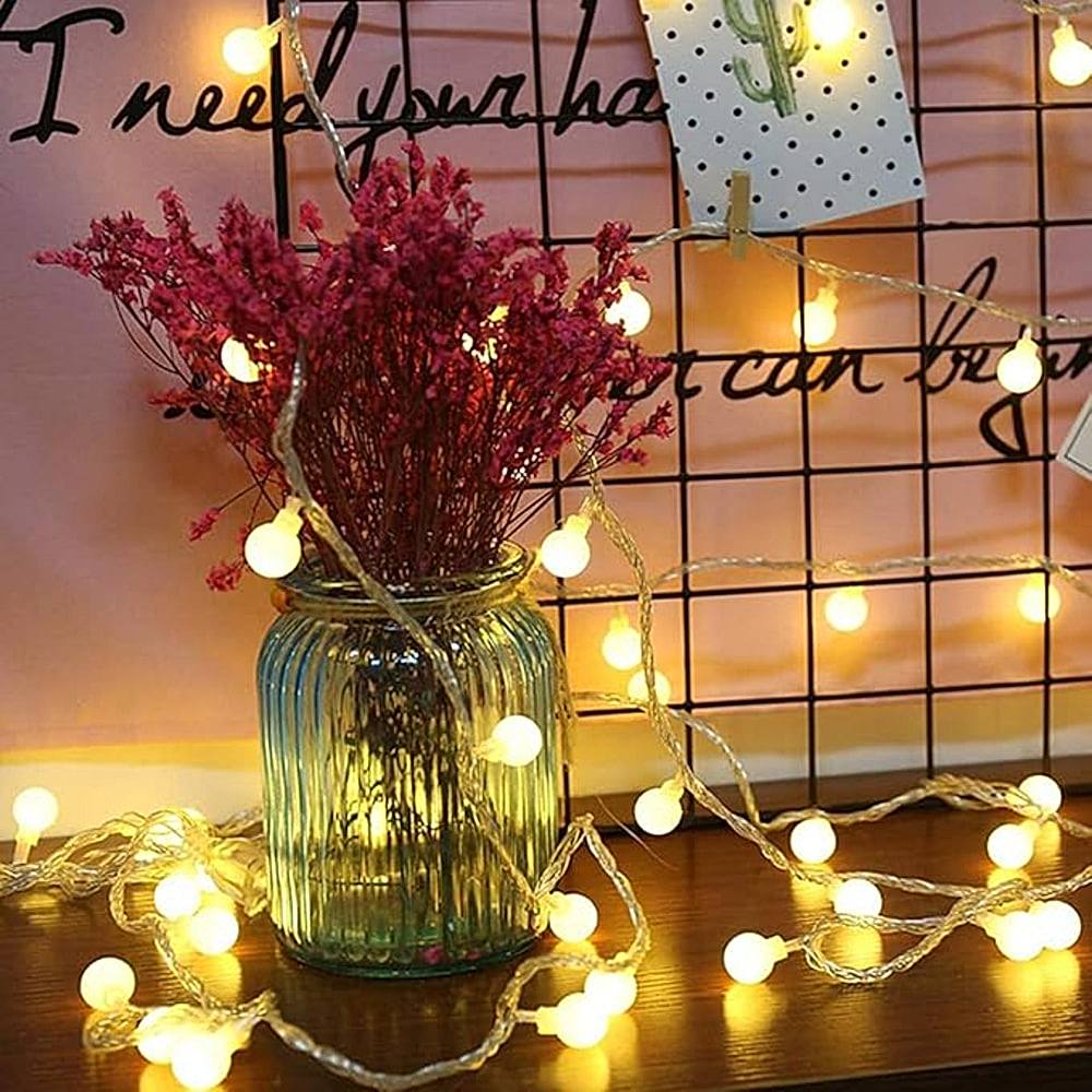 DesiDiya 16 Snowball LED String Lights (Warm White) - 1 Unit