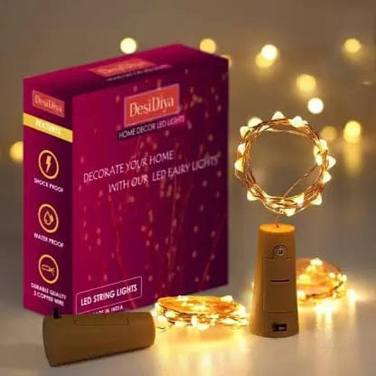 DesiDiya Bottle Lights with Cork 3 Mtr (Warm White) - Pack of 2 - 1 Unit