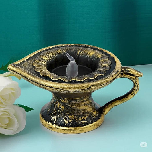 DesiDiya Traditional Diya Light (Golden) - 1 Unit