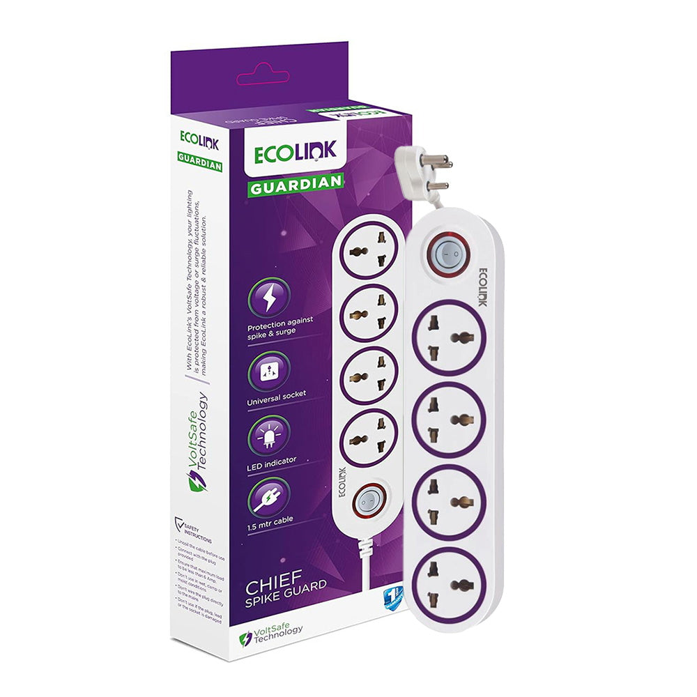 Ecolink By Philips 4Way Guardian Chief Spike Guard (Lenth-1.5M) White - 1 U