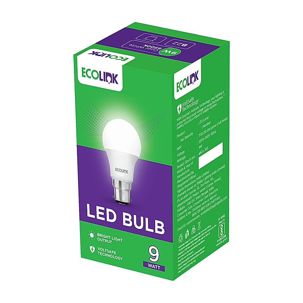 Ecolink By Philips Cool White B22 Led Bulb - Cool White - 9 W
