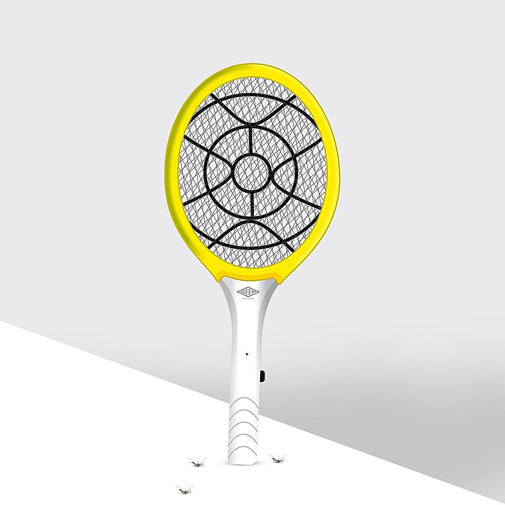 Geep Fighter Mosquito Racket (Yellow & White) - 1 U