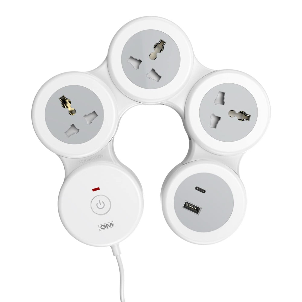 GM Cuba G-Hoop 4+1 Power Strip With USB - White - 1 U