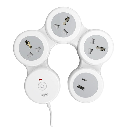 GM Cuba G-Hoop 4+1 Power Strip With USB - White - 1 U