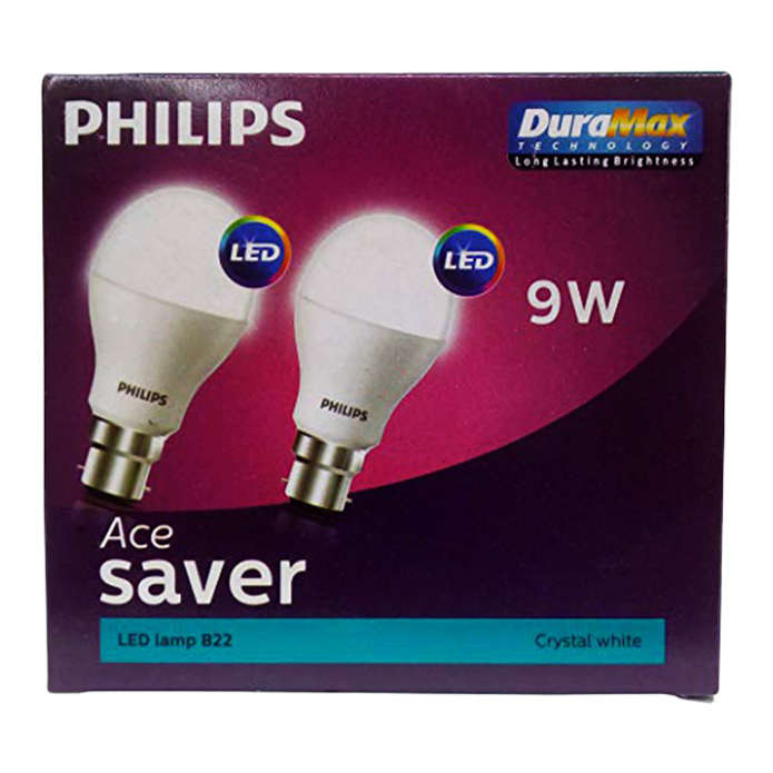 Philips Ace Saver Crystal White Led Bulb - 9W - 2 U
