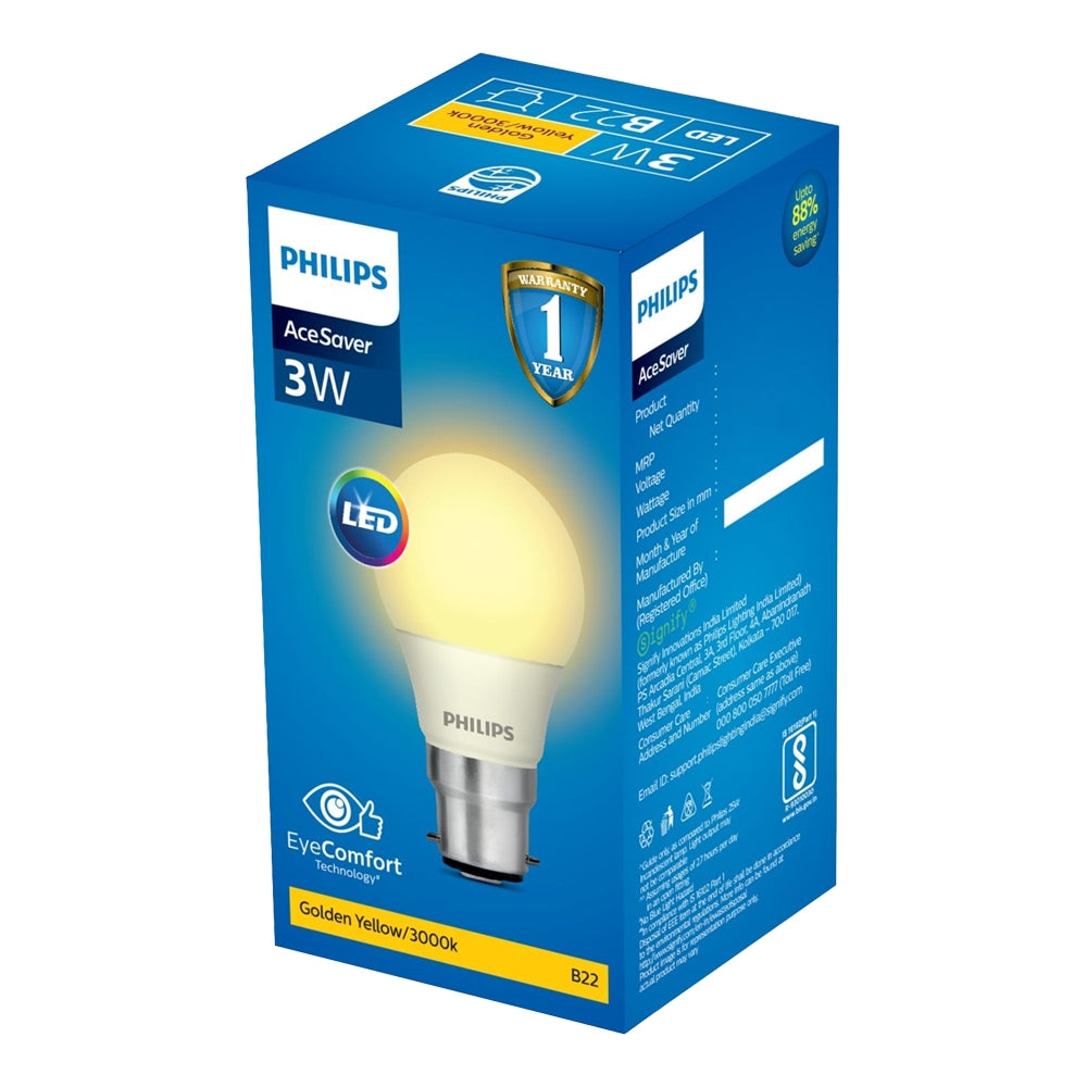 Philips AceSaver LED Bulb B22 - Golden Yellow - 3 W