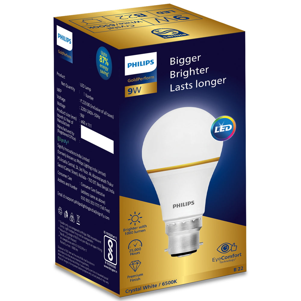 Philips Gold Series Led Bulb (Crystal White) - 9 W - 1 U