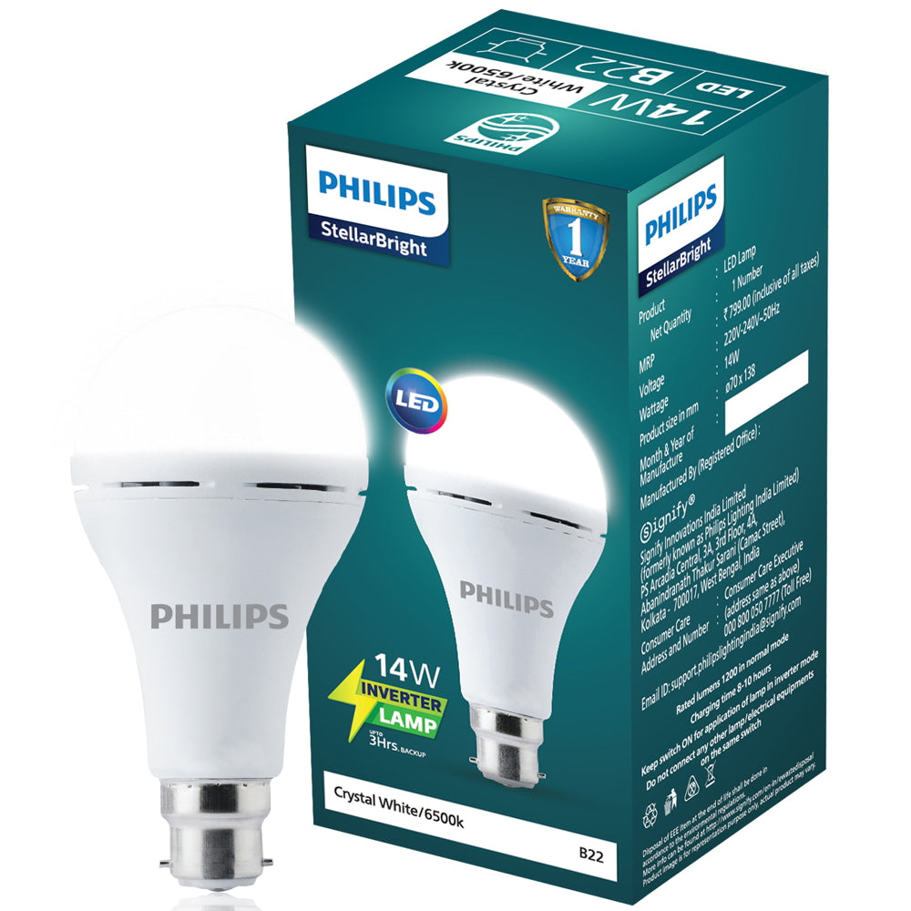 Philips Steller Bright Emergency Inverter Led Bulb (White) - 14 W - 1 U