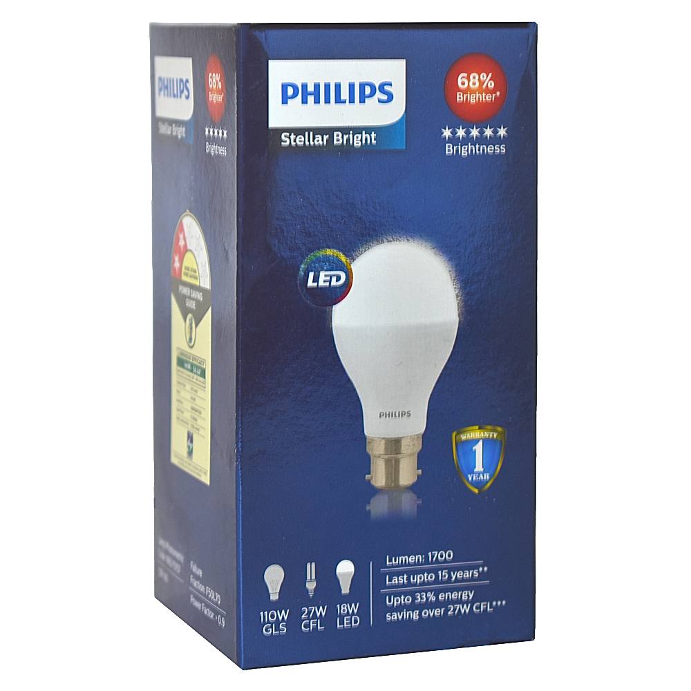Philips White LED Bulb B22 6500K - 18 W