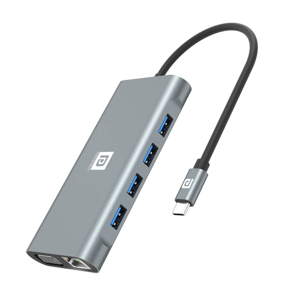Portronics 11 In 1 Multiport 100W USB Hub - Grey - 1 U