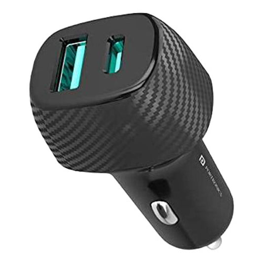 Portronics Car Charger With Type-C - Black - 1 U