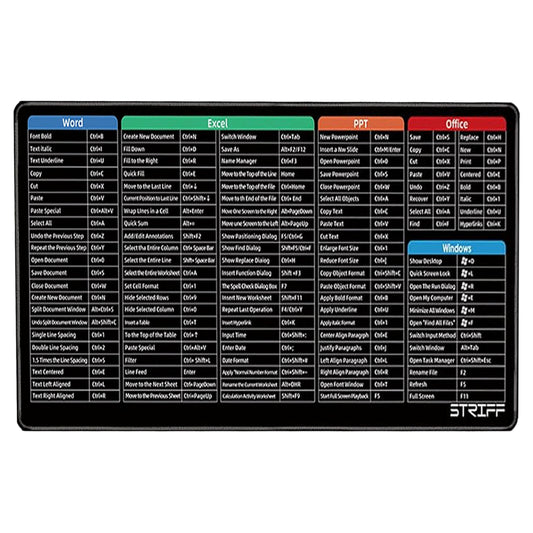 Striff Windows & Office Keyboard Shortcuts Desk Mat (Keyboard Mouse Pad) - 1 U
