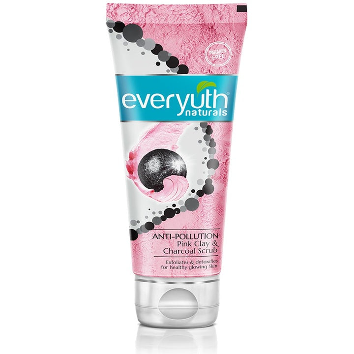 everyuth Naturals Anti Pollution Pink Clay & Charcoal Face Scrub For Oily & Dry Skin 100g