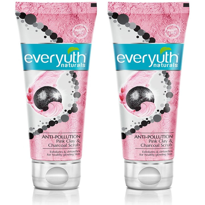 everyuth Naturals Set Of 2 Anti Pollution Pink Clay & Charcoal Face Scrub - 100g Each