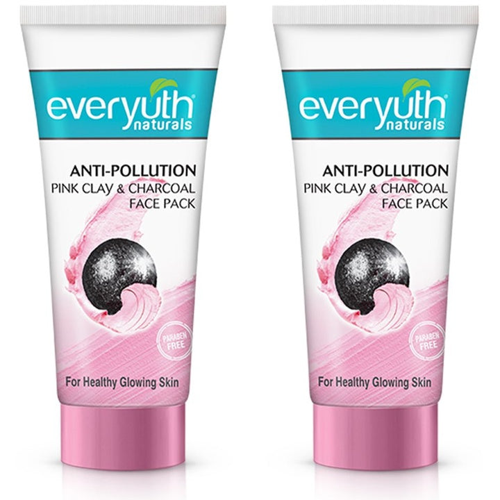 everyuth Naturals Set Of 2 Anti Pollution Pink Clay & Charcoal Face Pack - 50g Each