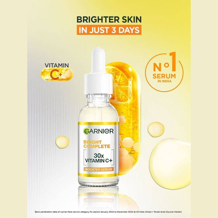 Garnier Vitamin C + Face Serum for Skin Brightening with 2% Niacinamide & 0.5% BHA - 50ml