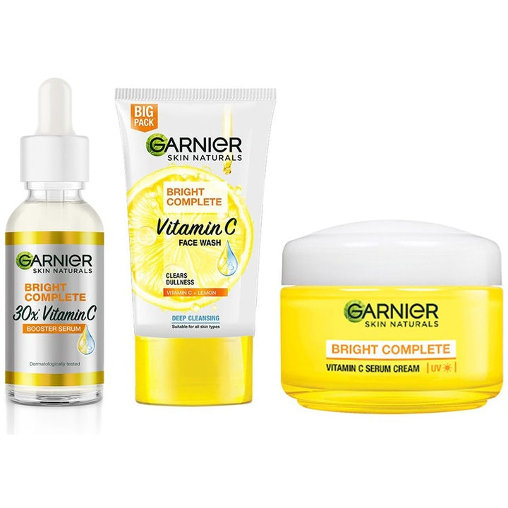 Garnier Bright Complete Vitamin C Skin Care Set -45g + 30ml + 150g