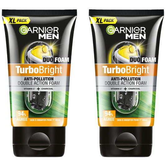 Garnier Set Of 2 Men Turbo Bright Double Action Face Wash - 150g each