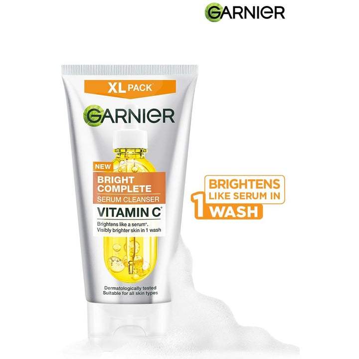 Garnier Serum Cleanser Face Wash for Brightening & Tan Removal with Vit C - 150g