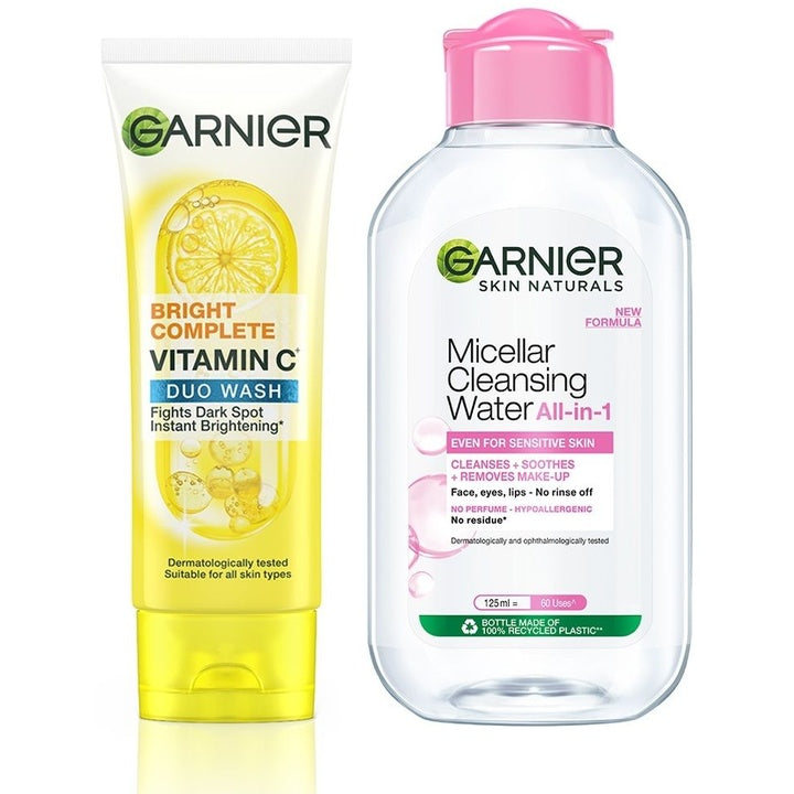 Garnier 2-Step Cleansing Duo - Micellar Water 125ml + Duo Face Wash 100g
