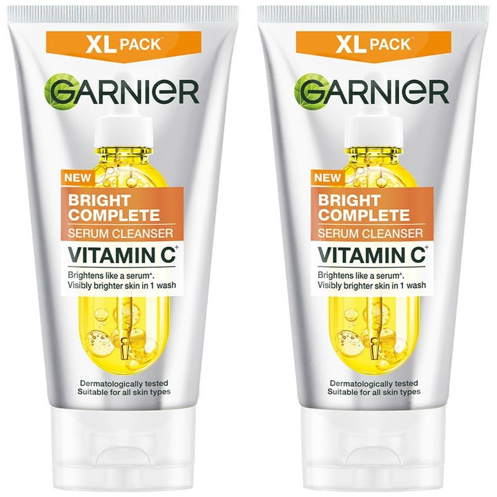 Garnier 2-Pc Serum Cleanser Face Wash for Brightening & Tan Removal with Vit C - 150g each