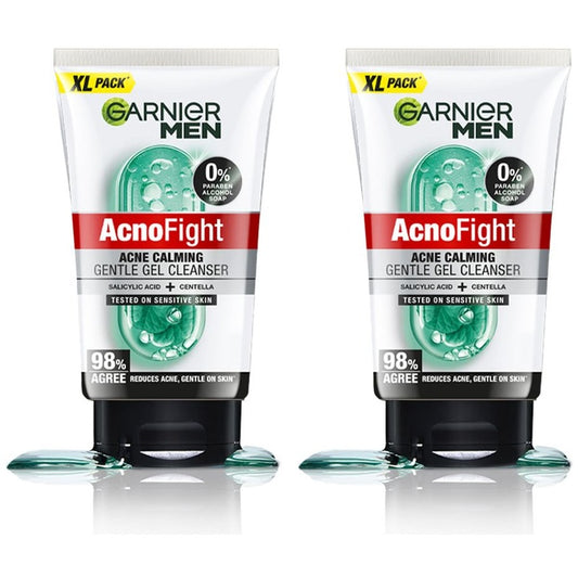 Garnier Men Set of 2 Acno Fight Gentle Gel Cleanser for Acne-Prone Skin - 150 g each