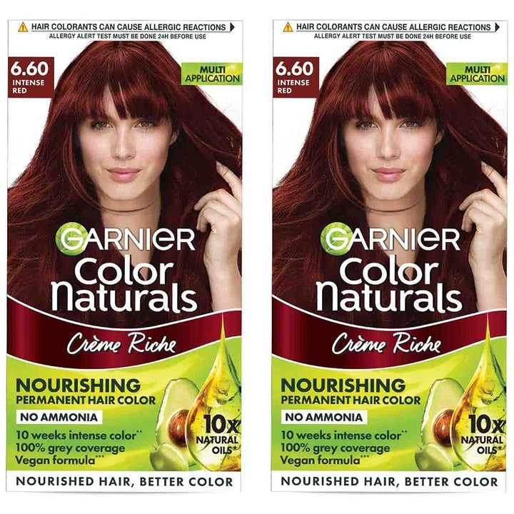 Garnier Set Of 2 Color Naturals Creme Hair Color 70ml + 60g Each - Intense Red 6.60