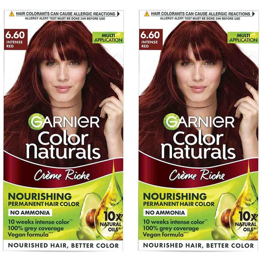 Garnier Set Of 2 Color Naturals Creme Hair Color 70ml + 60g Each - Intense Red 6.60