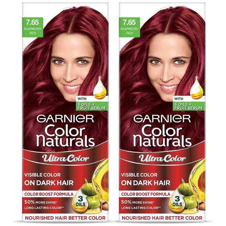 Garnier Set Of 2 Color Naturals Ultra Hair Color 55ml + 50g Each - Raspberry Red 7.65