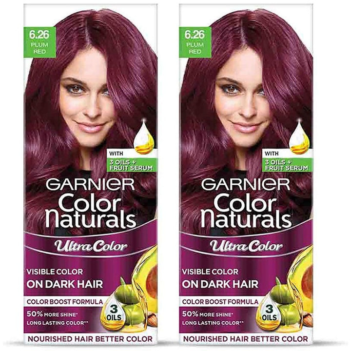 Garnier Set Of 2 Color Naturals Ultra Hair Color Creme 55ml + 50g Each - Plum Red 6.26