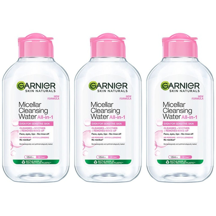 Garnier Set Of 3 Micellar Gentle Cleanser & Make Up Remover For Everyday Use - 125ml Each