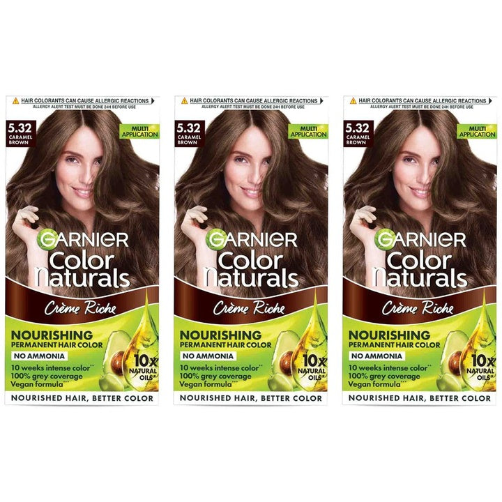 Garnier Set Of 3 Color Naturals Hair Colour For Women - Caramel Brown 5.32