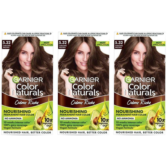 Garnier Set Of 3 Color Naturals Hair Colour For Women - Caramel Brown 5.32