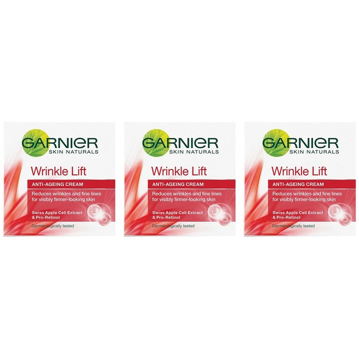 Garnier Set of 3 Wrinkle Lift Anti-Ageing Cream to Reduce Wrinkles & Fine Lines - 40g each