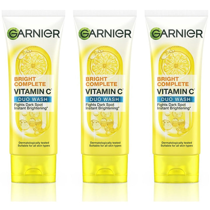 Garnier Set of 3 Bright Complete Brightening Duo Action Face Wash with Lemon Extract