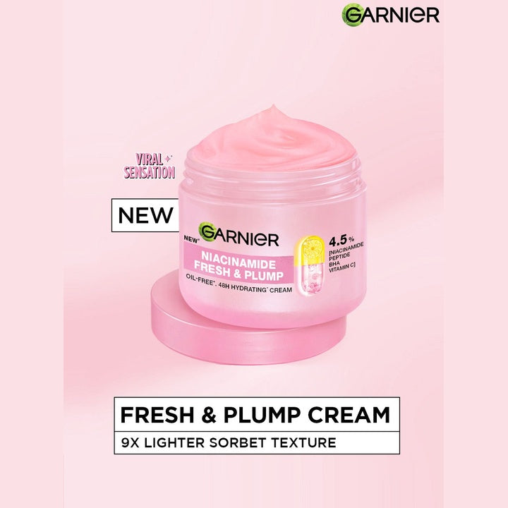 Garnier Fresh & Plump Niacinamide Sorbet Moisturizer Cream for Hydration & Plumping 90ml