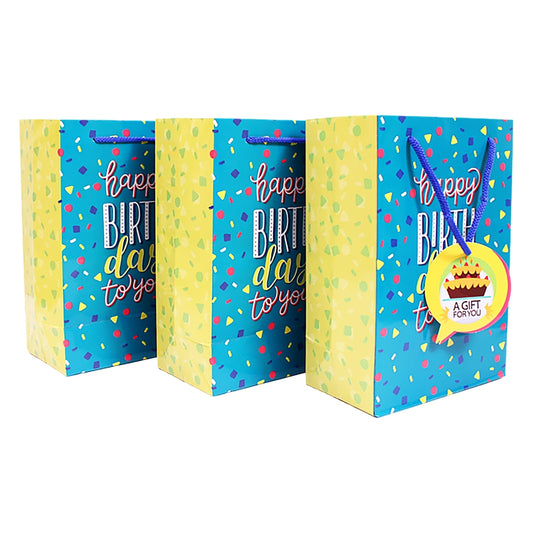 Archies Happy Birthday To You Design Printed Paper Gift Bag (Small) - 3 U