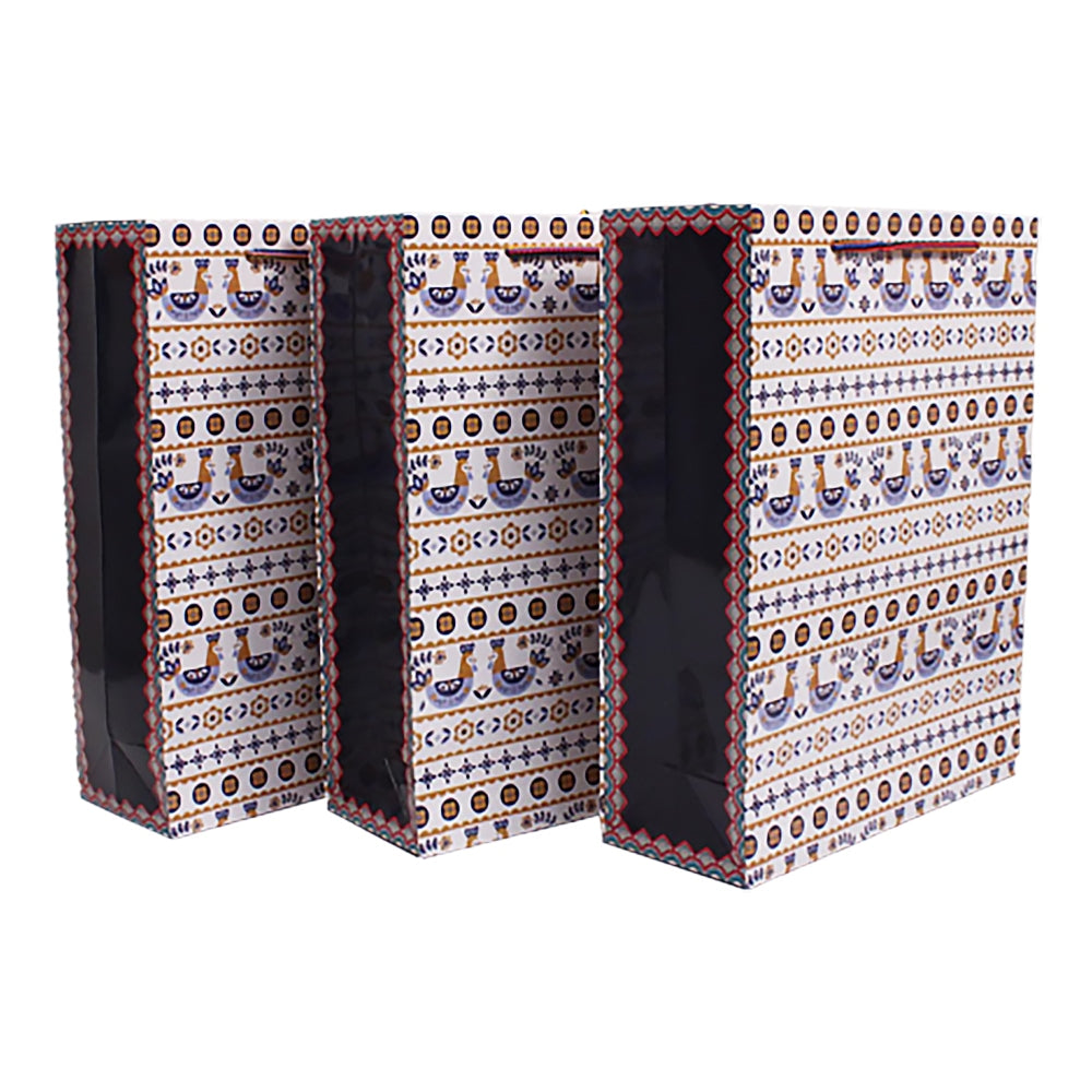 Archies Madhubani Duck Design Printed Paper Gift Bag (Medium) - 3 U