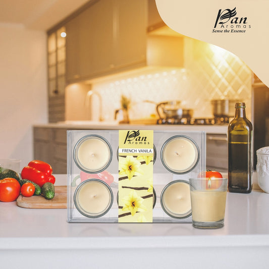 Pan Aromas Votive Glass Candle French Vanilla - 6 U