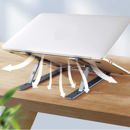 Striff Angles Adjustable Aluminium Foldable Laptop Stand - Silver - 1 U